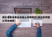 湖北省复杂美区块链公司哪家好[湖北区块链公司有哪些]